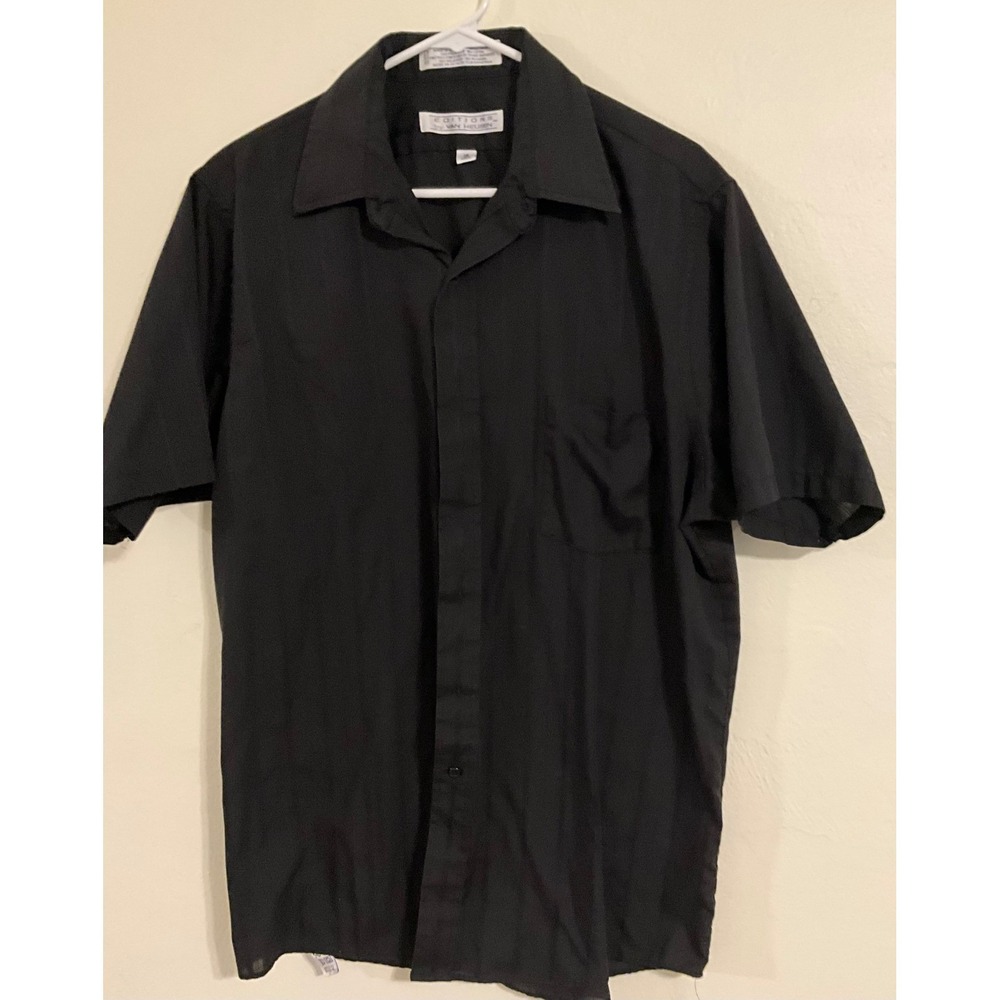 Editions by Van Heusen Mens 16 Black Short Sleeve Button Up Shirt